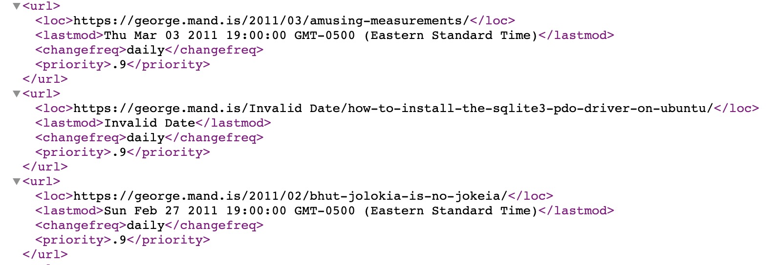 Invalid Date appearing in the RSS feed